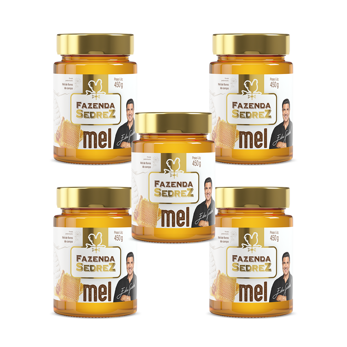 Combo Mel Flores do Campo Vidro 450g Fazenda Sedrez - 5 unid